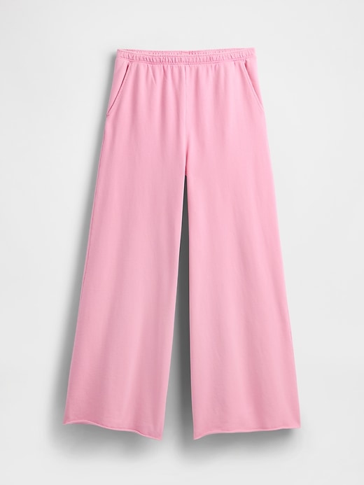 Image number 6 showing, French Terry Wide-Leg Rolled Hem Sweatpants