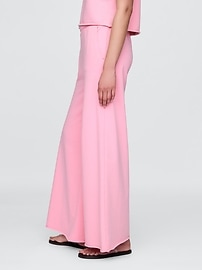 French Terry Wide-Leg Rolled-Hem Sweatpants