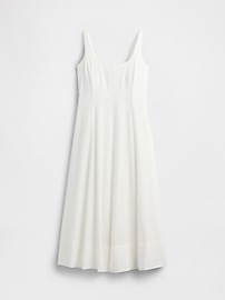 Linen-Blend Square-Neck Maxi Dress