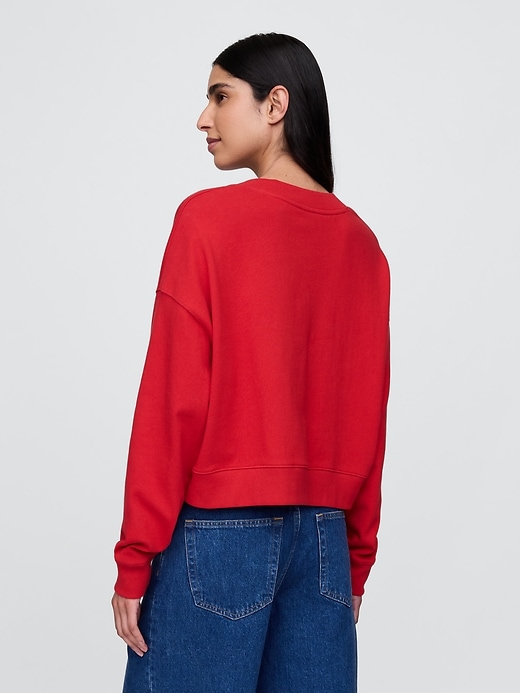 Image number 3 showing, French Terry Cropped V-Neck Sweatshirt