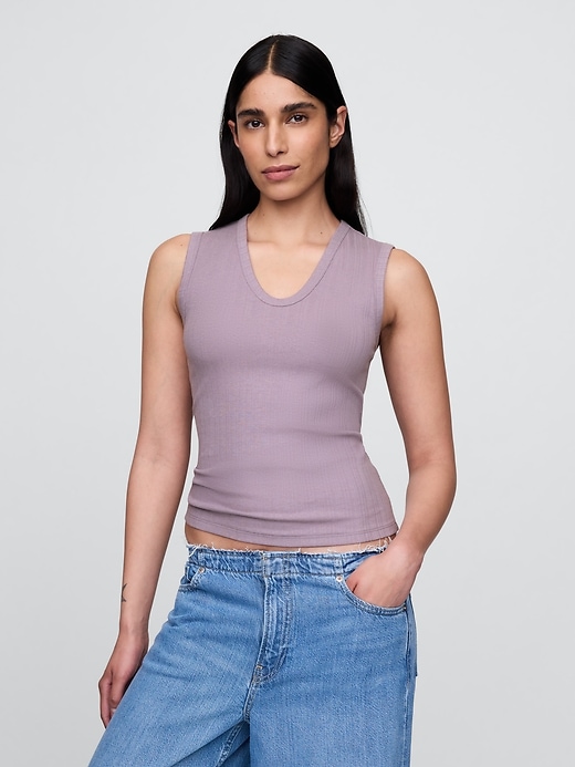 Image number 1 showing, Sheer Modern Rib Tank Top
