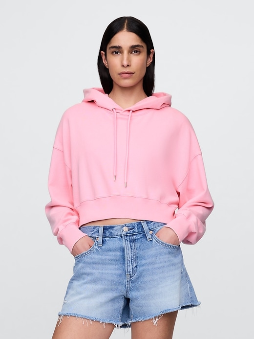 Image number 1 showing, French Terry Cropped Oversized Hoodie