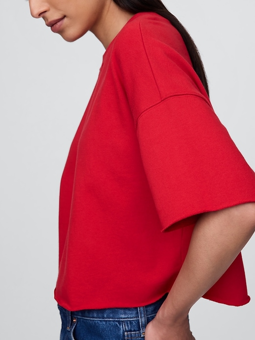 Image number 4 showing, French Terry Cropped Rolled Hem Sweatshirt