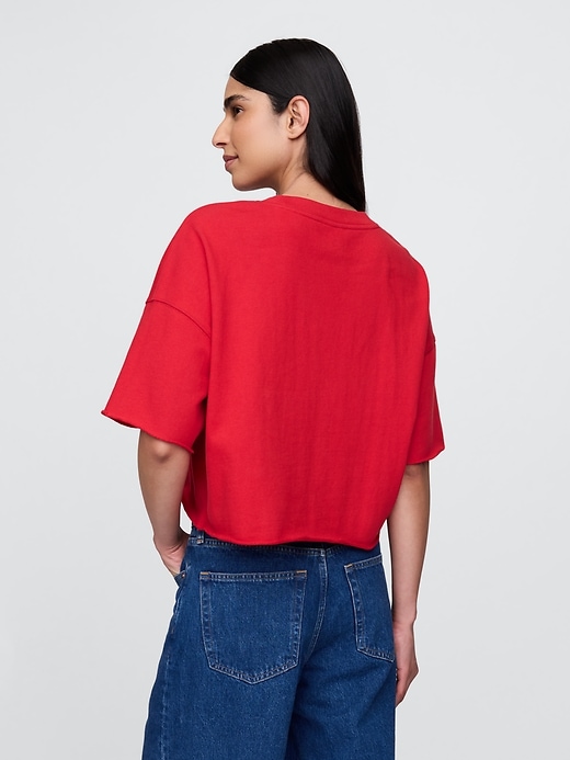 Image number 3 showing, French Terry Cropped Rolled Hem Sweatshirt