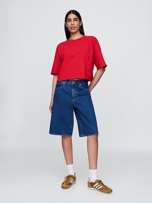 Image number 2 showing, French Terry Cropped Rolled Hem Sweatshirt