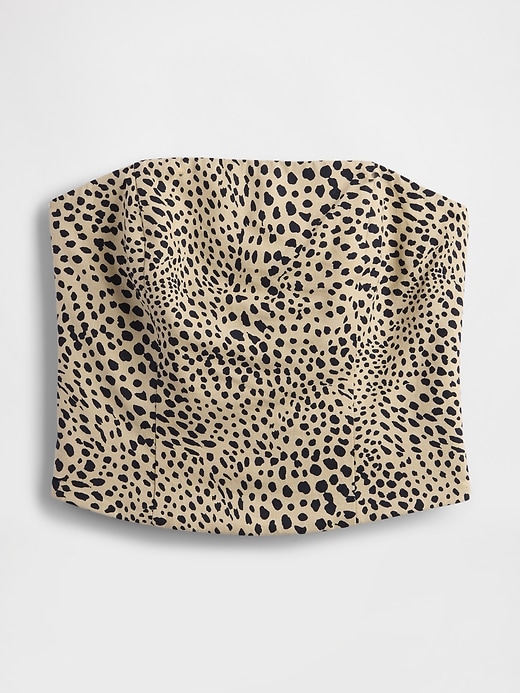 Image number 4 showing, Linen-Blend Strapless Corset Crop Top