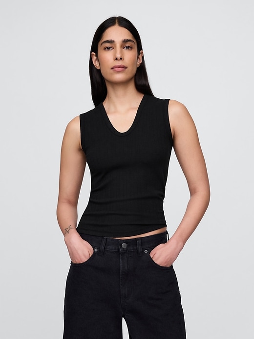 Image number 1 showing, Sheer Modern Rib Tank Top