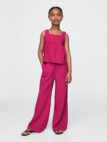 Kids Crinkle Gauze Easy Wide-Leg Pants