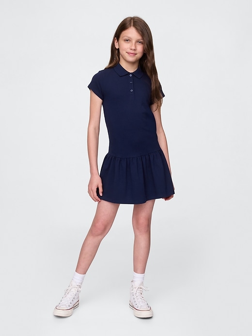 Image number 1 showing, Kids Uniform Drop-Waist Polo Dress