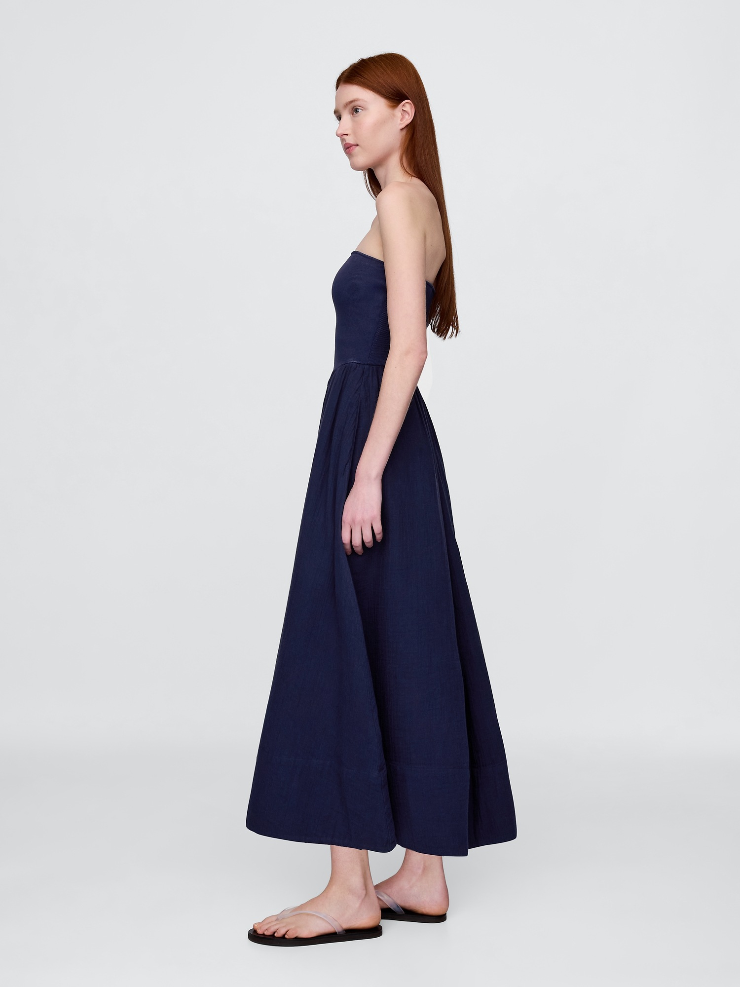 Женское платье Gap Cotton Gauze Mixed Media Maxi, цвет: Тёмно-синий — фото 3