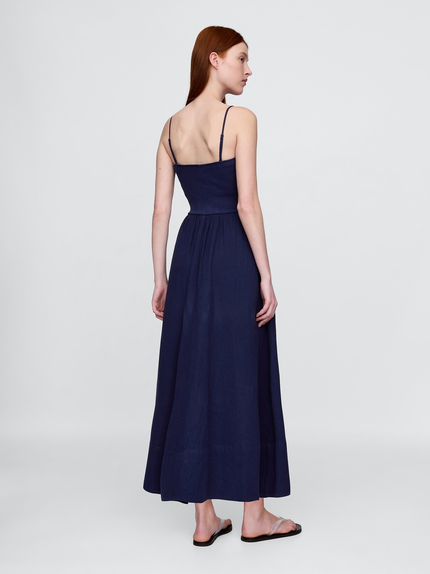Женское платье Gap Cotton Gauze Mixed Media Maxi, цвет: Тёмно-синий — фото 2