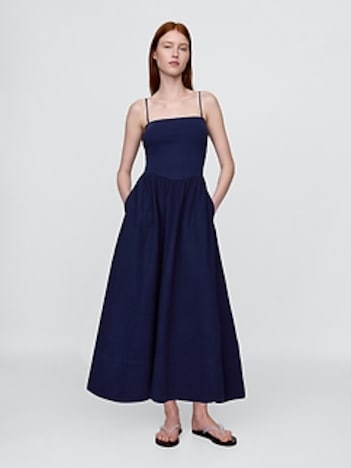 Crinkle Gauze Mixed Media Maxi Dress