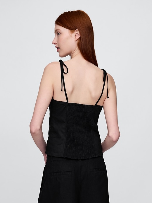Image number 3 showing, Linen-Blend Tie-Strap Cami
