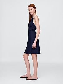 Linen-Blend Halter Mini Dress