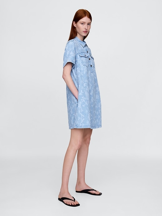 Image number 3 showing, UltraSoft Denim Floral Popover Mini Dress