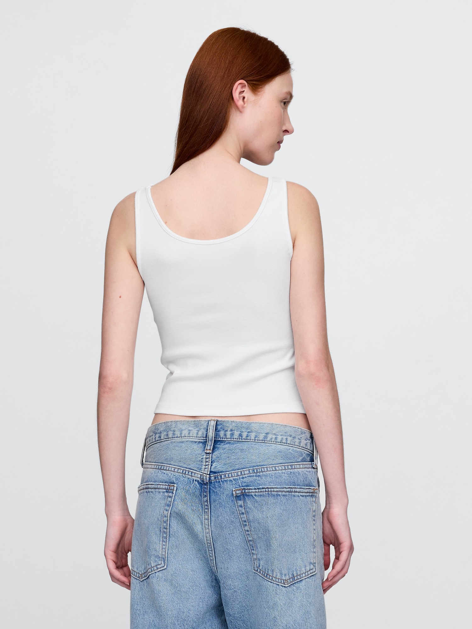 Женский топ Gap Modern Crop Tank Top, цвет: Белый — фото 3