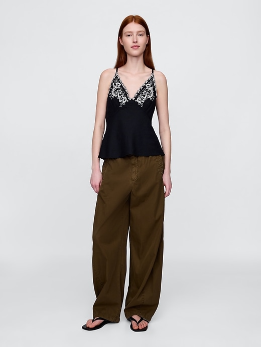 Image number 2 showing, Linen-Blend Embroidered Halter Top