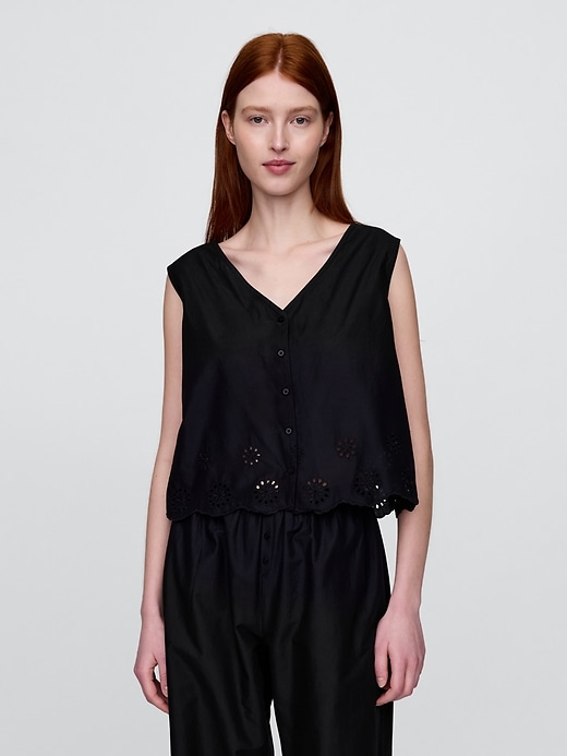 Image number 1 showing, Eyelet Hem PJ Top