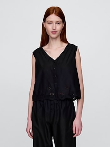 Eyelet Hem PJ Top