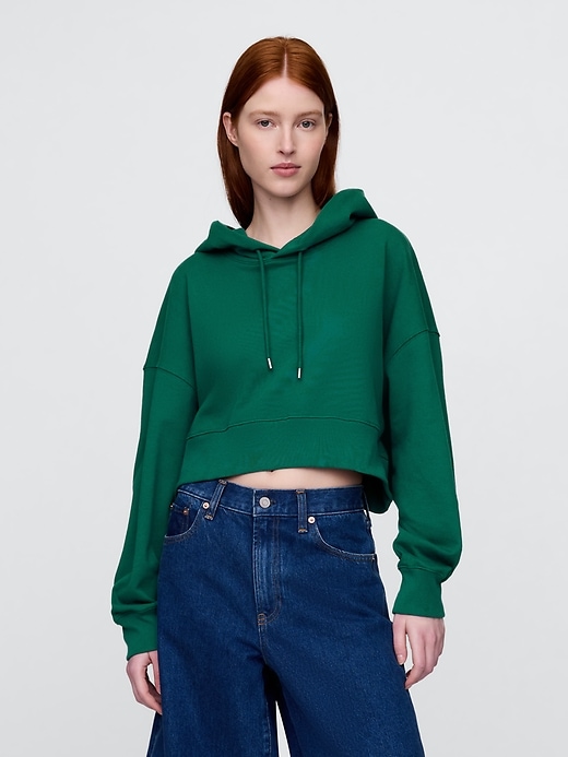 Image number 1 showing, French Terry Cropped Oversized Hoodie