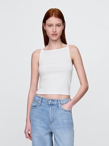 Modern Apron-Neck Cropped Tank Top