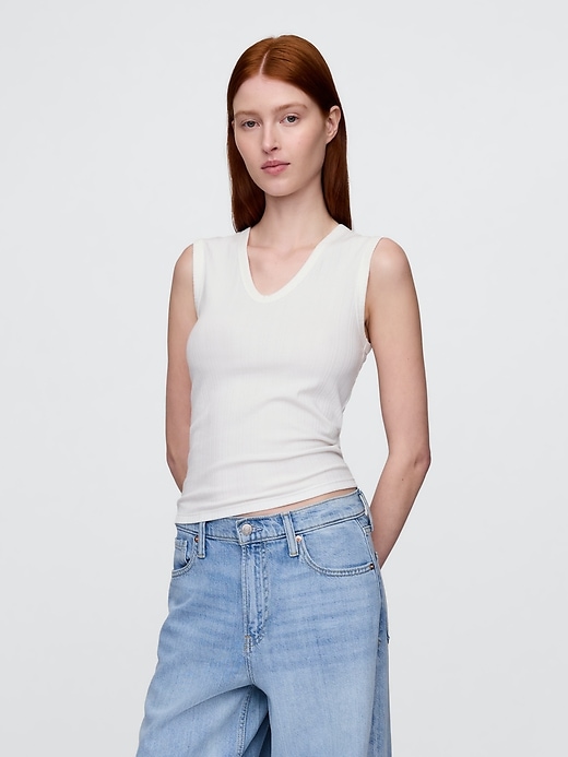 Image number 1 showing, Sheer Modern Rib Tank Top