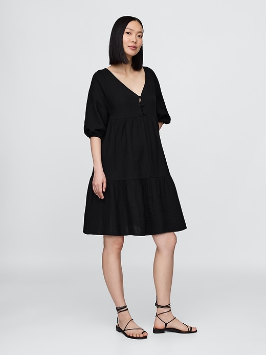 Image number 1 showing, Maternity Crinkle Gauze Tiered Dress