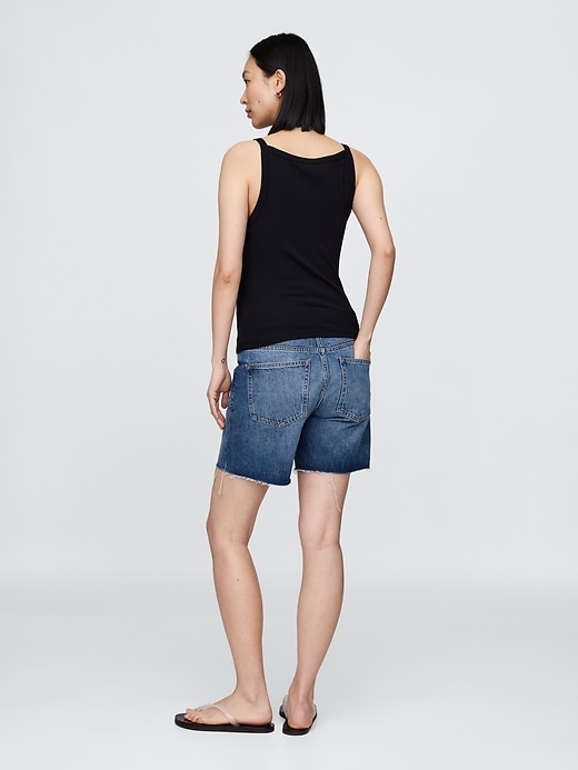 Image number 2 showing, 7" Maternity Full Panel Denim Bermuda Shorts