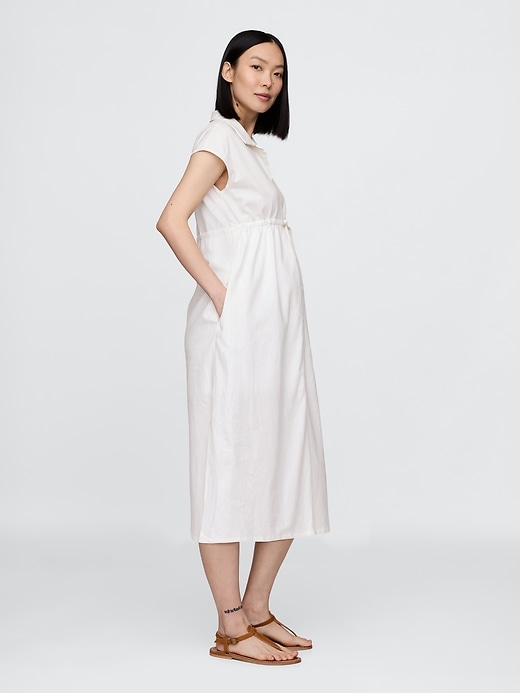 Image number 3 showing, Maternity Linen-Blend Midi Shirtdress