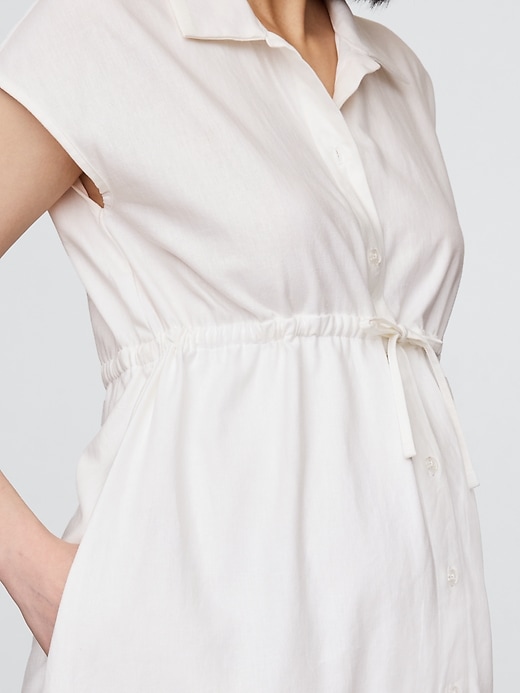 Image number 4 showing, Maternity Linen-Blend Midi Shirtdress
