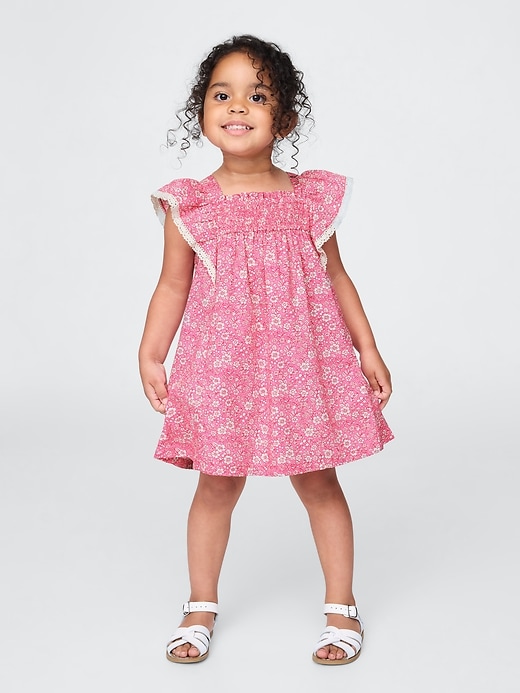 Image number 1 showing, Baby & Toddler Poplin Flutter-Sleeve Dress
