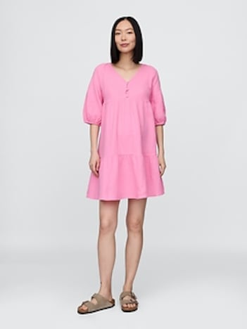 Maternity Crinkle Gauze Tiered Dress
