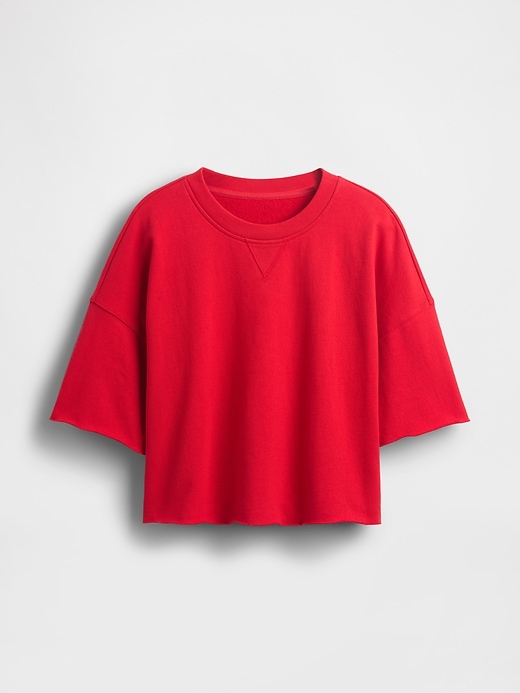 Image number 5 showing, French Terry Cropped Rolled Hem Sweatshirt