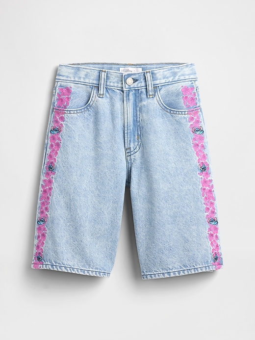 Image number 2 showing, Lilo & Stitch Kids Embroidered Longline Denim Shorts