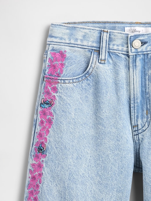 Image number 5 showing, Lilo & Stitch Kids Embroidered Longline Denim Shorts