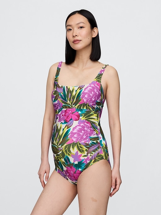 Image number 1 showing, Maternity Square Neck One-Piece Swimsuit
