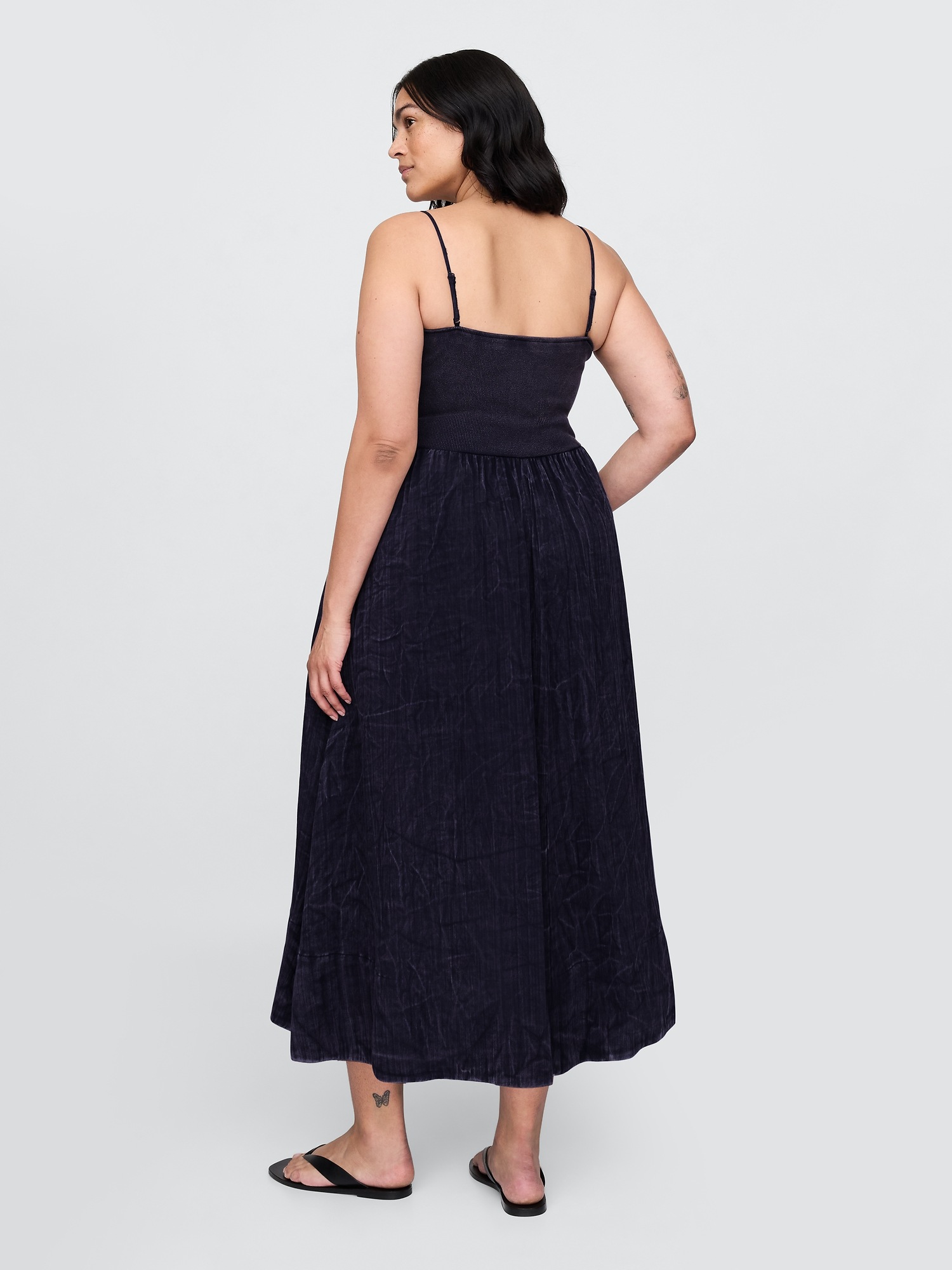 Женское платье Gap Cotton Gauze Mixed Media Maxi, цвет: Тёмно-синий — фото 6