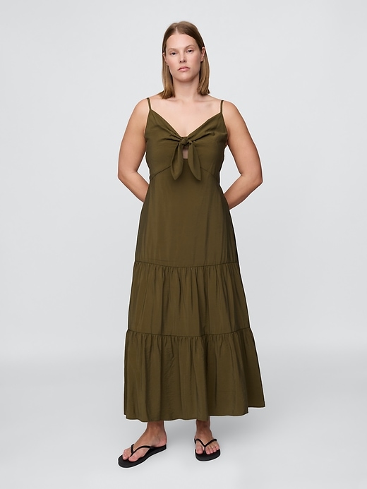 Image number 4 showing, Tie-Front Tiered Maxi Dress