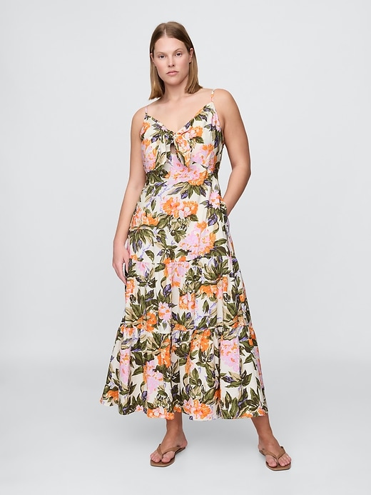 Image number 4 showing, Tie-Front Tiered Maxi Dress