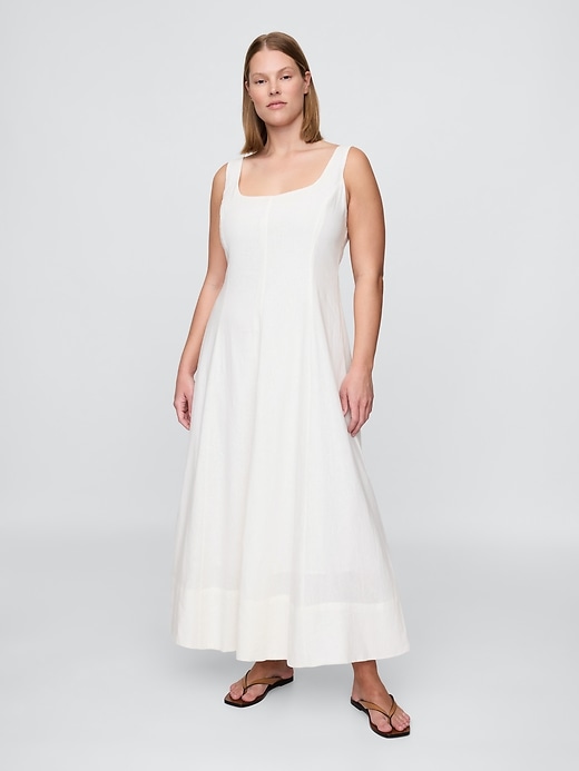 Image number 5 showing, Linen-Blend Square-Neck Maxi Dress
