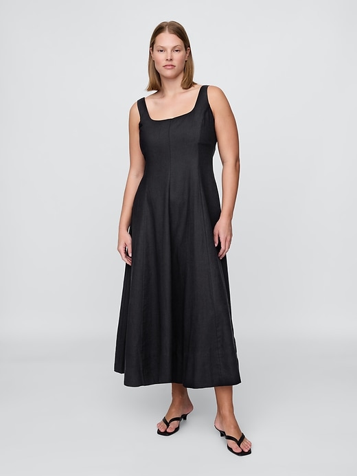 Image number 4 showing, Linen-Blend Square-Neck Maxi Dress