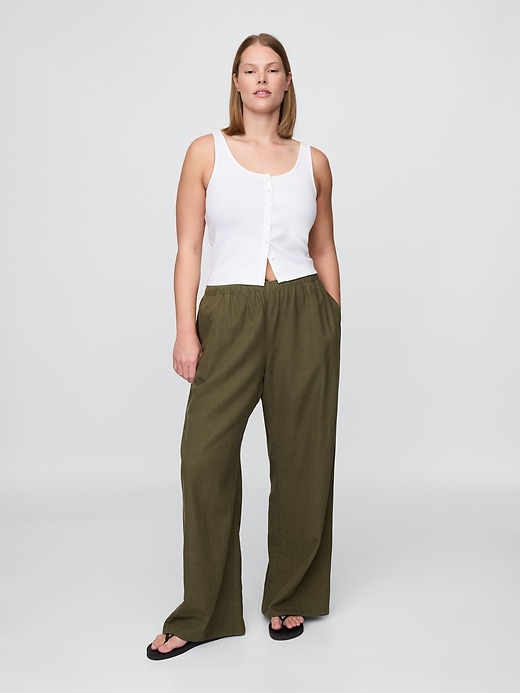 Image number 5 showing, Linen-Blend Easy Wide-Hem Pants