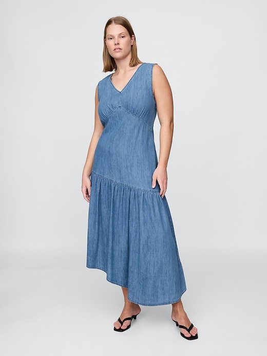 Image number 4 showing, Denim Asymmetrical Midi Dress