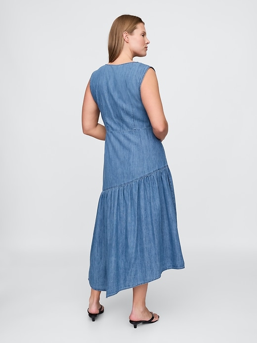 Image number 5 showing, Denim Asymmetrical Midi Dress