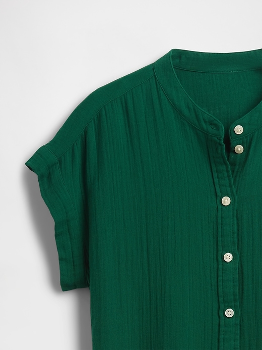 Image number 4 showing, Crinkle Gauze Mini Shirtdress