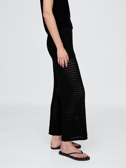 Image number 3 showing, 100% Cotton Crochet Ankle Pants
