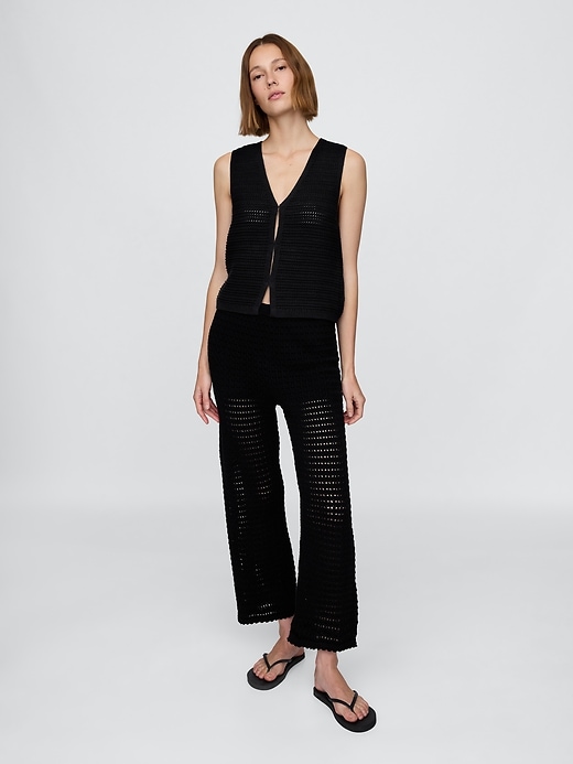 Image number 6 showing, 100% Cotton Crochet Ankle Pants