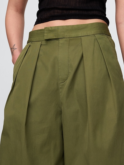 Image number 8 showing, High Rise Twill Pleated Wide-Leg Khakis