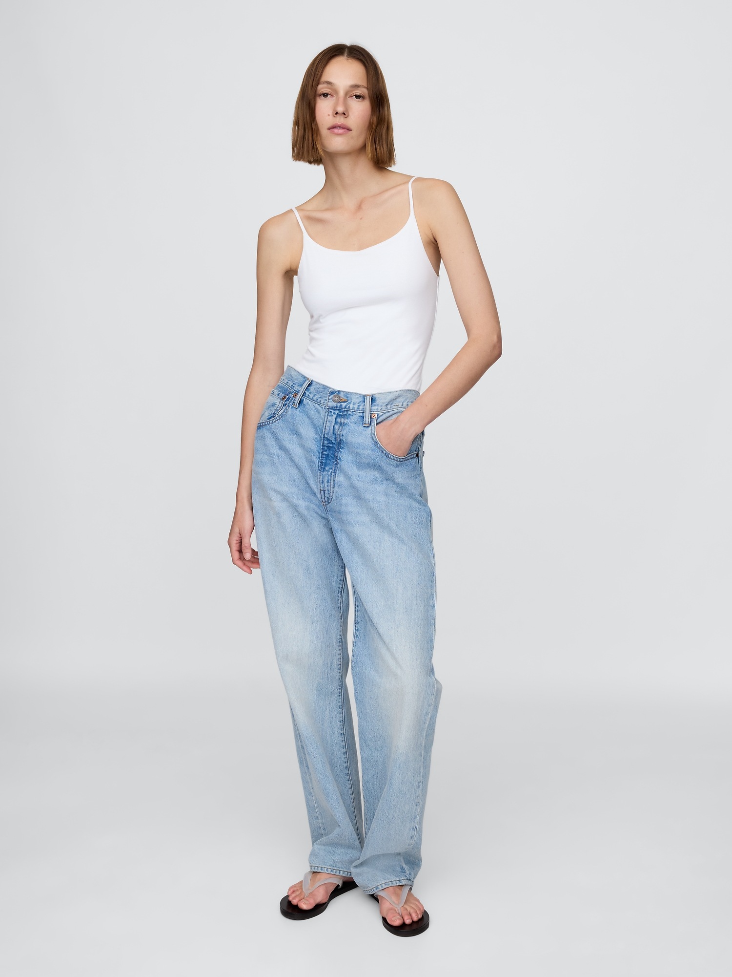 Боди CloseKnit, стринги, с топом на бретелях — Gap, цвет: Белый — фото 3