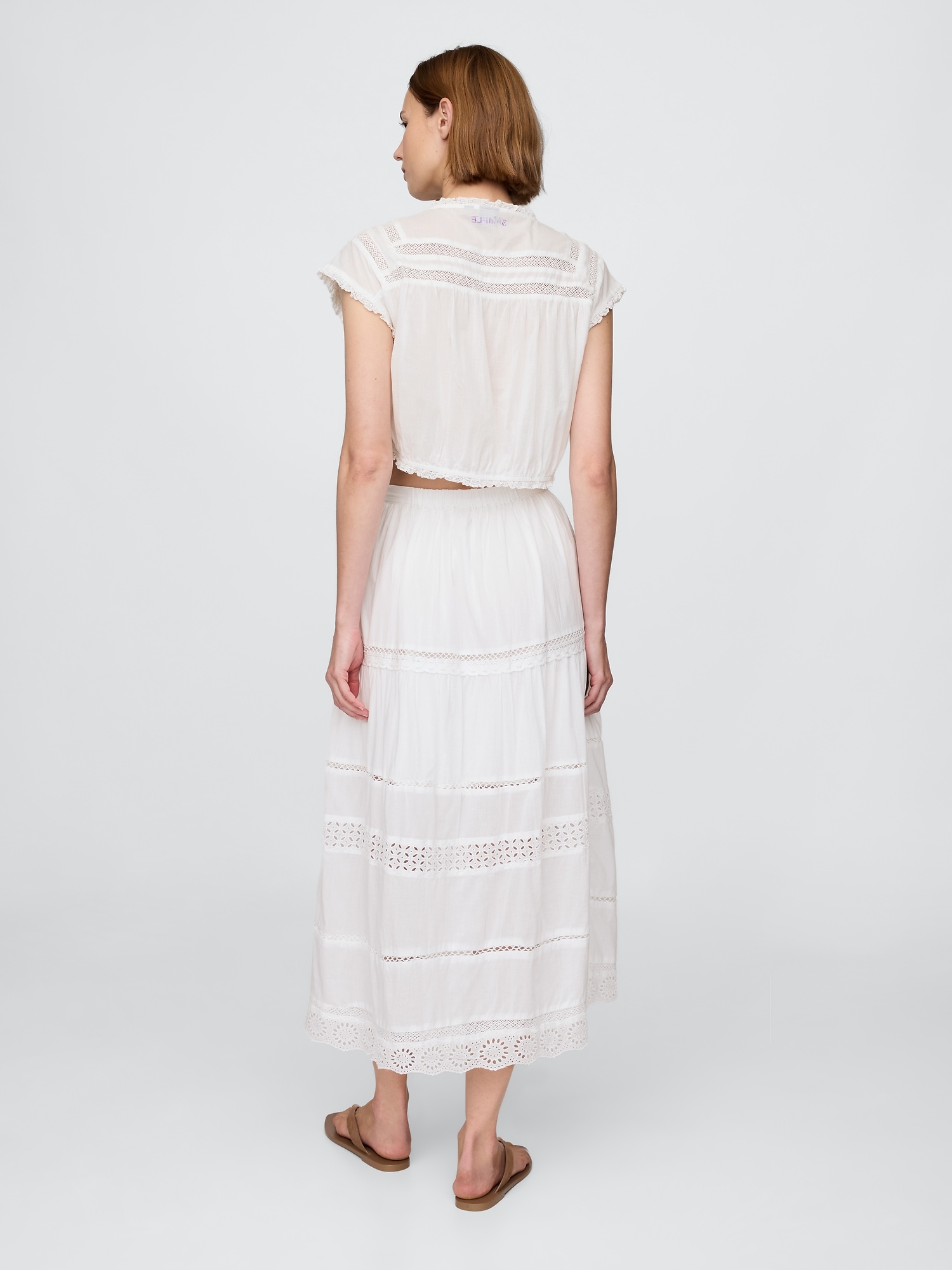 Женские юбки Gap Tiered Lace-Trim Maxi Skirt — фото 2